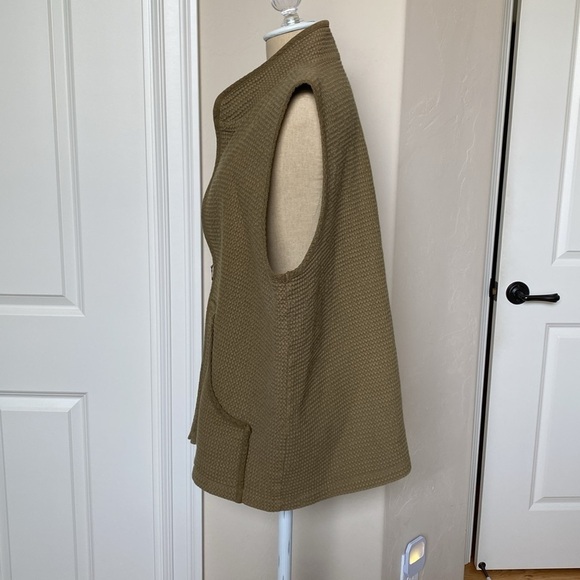 Focus Waffle Weave Thermal Vest Womens L Corduroy Piping Lagenlook khaki - Picture 4 of 11